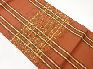 縞に横段・抽象模様織出し名古屋帯